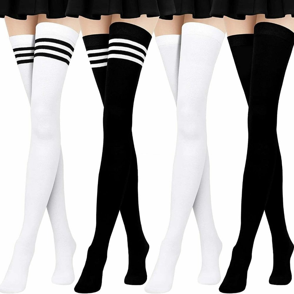 Thigh High Over the Knee Socks Extra Long 4 Pair